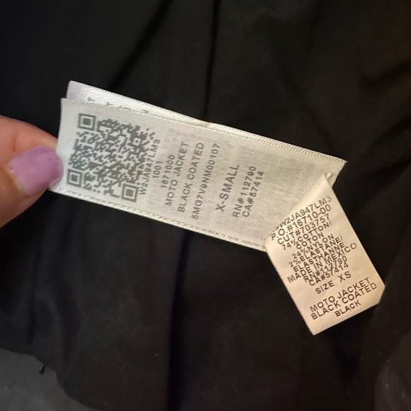 True Religion waxed denim lined black vegan leather black motorcycle jacket xs - Picture 10 of 12